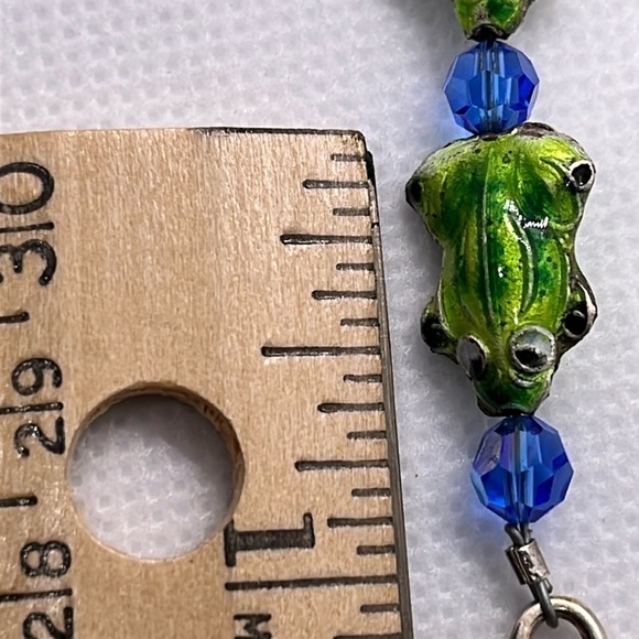 Frog Bracelet Green and Blue 925 Sterling Sliver Toggle Clasp - Picture 7 of 9